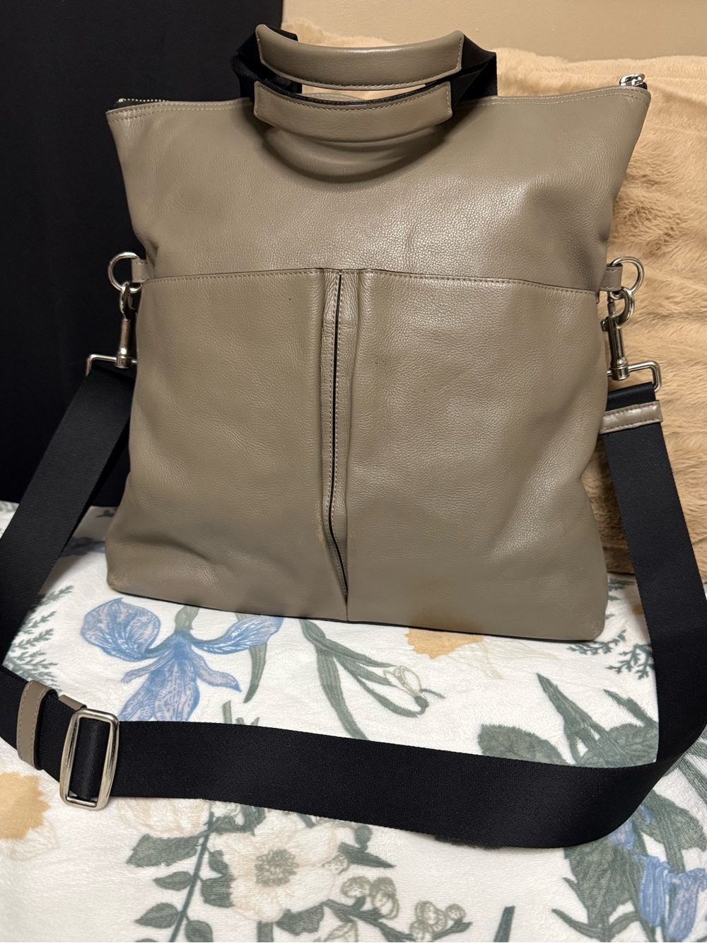 Coach Grey Leather Messenger Bag with Black Strap